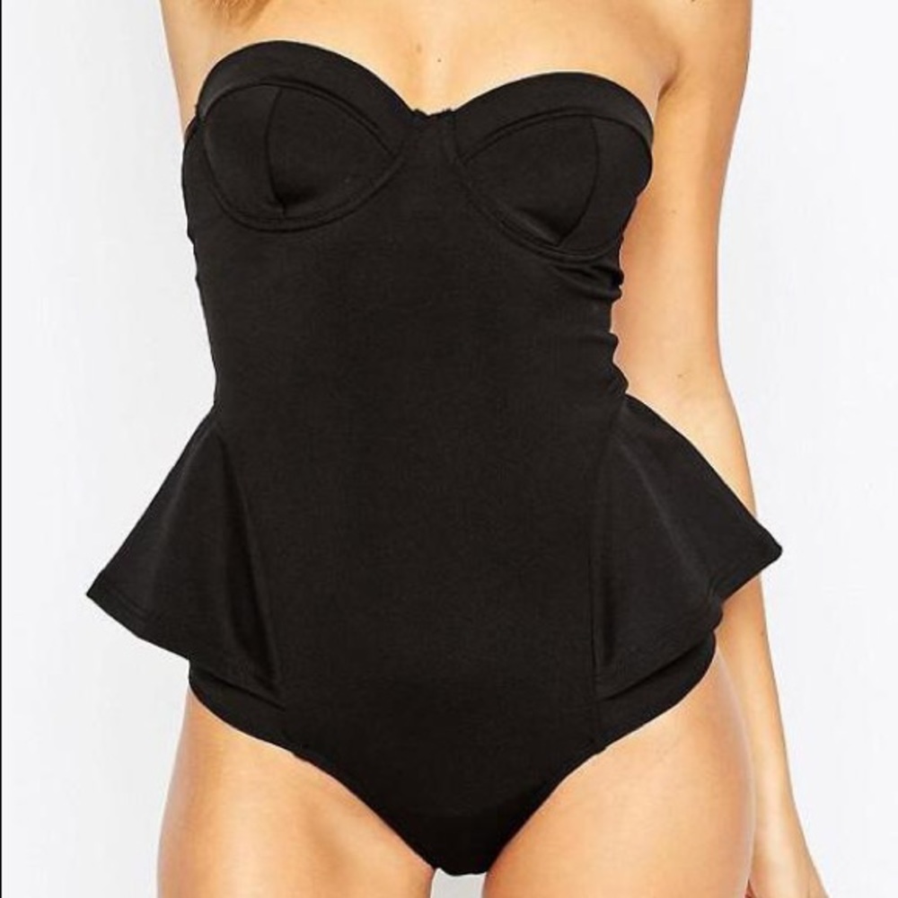 BRAND NEW- ASOS One Piece Bandeau Peplum Swimwuit